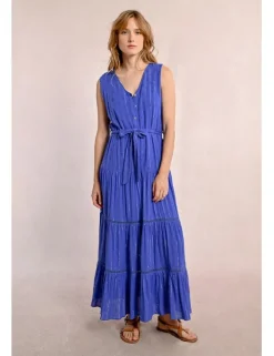 Vestido largo con volantes y estampado