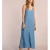 Vestido largo de doble tirante efecto vaquero