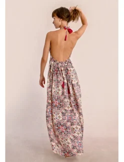 Vestido largo de doble tirante con estampado