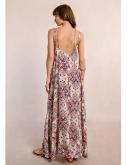 Vestido largo de doble tirante con estampado