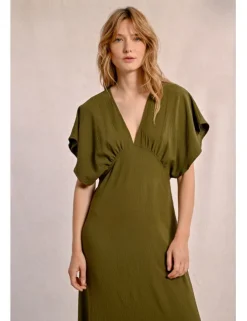 Vestido largo de manga corta mariposa