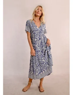Vestido largo de manga corta con estampado