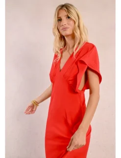 Vestido largo de manga corta mariposa