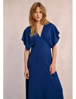 Vestido largo de manga corta mariposa