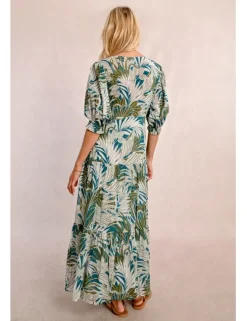 Vestido largo de manga corta con estampado