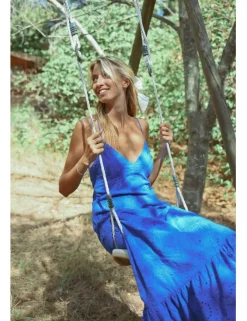 Vestido largo de tirantes con motivo paisley