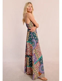 Vestido largo de tirantes con estampado