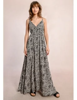 Vestido largo de tirantes con estampado