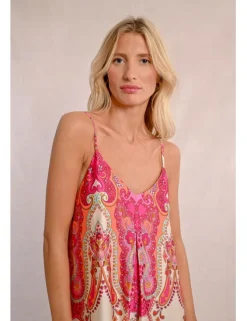 Vestido largo de tirantes con estampado