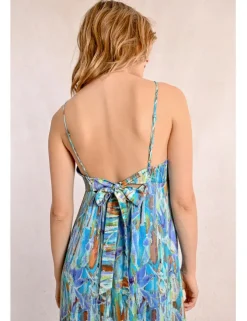 Vestido largo de tirantes finos con estampado