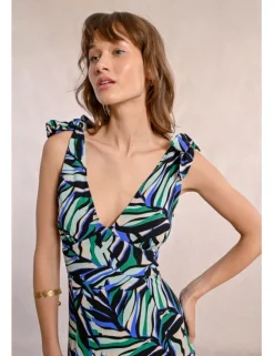 Vestido largo de tirantes con estampado