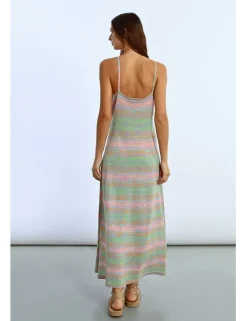 Vestido largo de tirantes estampado rayas