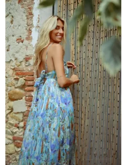 Vestido largo de tirantes finos con estampado
