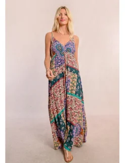 Vestido largo de tirantes con estampado