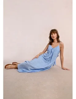 Vestido largo de tirantes con estampado