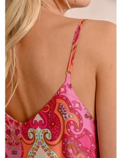 Vestido largo de tirantes con estampado