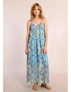 Vestido largo de tirantes finos con estampado