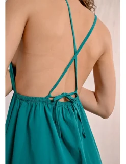 Vestido largo de tirantes con volantes