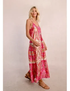 Vestido largo de tirantes con estampado