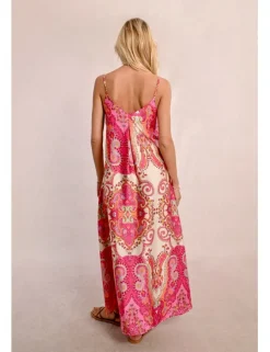 Vestido largo de tirantes con estampado