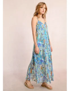 Vestido largo de tirantes finos con estampado