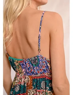 Vestido largo de tirantes con estampado