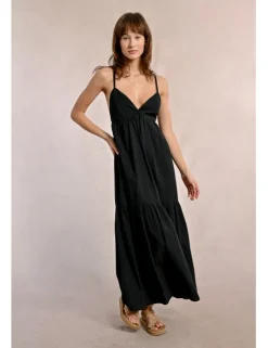 Vestido largo de tirantes con volantes