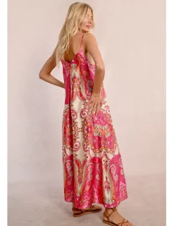 Vestido largo de tirantes con estampado