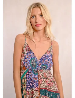 Vestido largo de tirantes con estampado