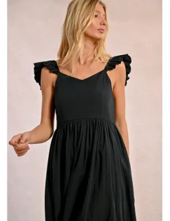 Vestido largo plisado con volantes