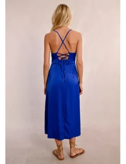 Vestido largo satinado de tirantes