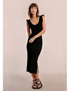 Vestido largo sin manga con volantes