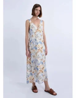 Vestido largo sin manga con estampado