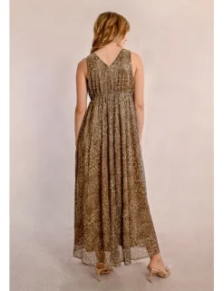 Vestido largo sin manga con estampado animal
