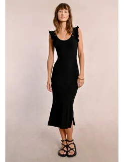 Vestido largo sin manga con volantes