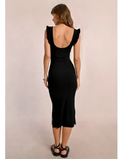 Vestido largo sin manga con volantes