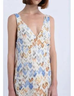 Vestido largo sin manga con estampado
