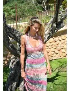 Vestido largo sin manga multicolor