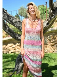 Vestido largo sin manga multicolor