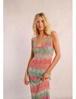Vestido largo sin manga multicolor