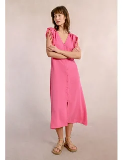 Vestido midi con manga corta ajustable
