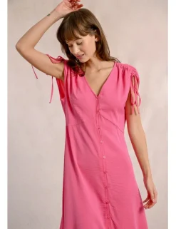 Vestido midi con manga corta ajustable