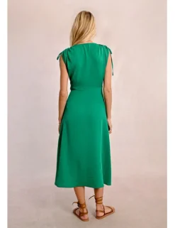 Vestido midi con manga corta ajustable