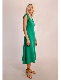 Vestido midi con manga corta ajustable