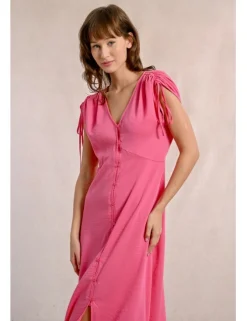 Vestido midi con manga corta ajustable