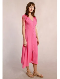 Vestido midi con manga corta ajustable