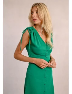 Vestido midi con manga corta ajustable