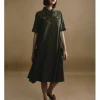 Vestido midi de manga corta con bolsillos