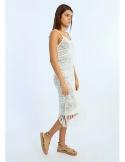 Vestido midi de tirantes crochet