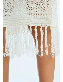 Vestido midi de tirantes crochet